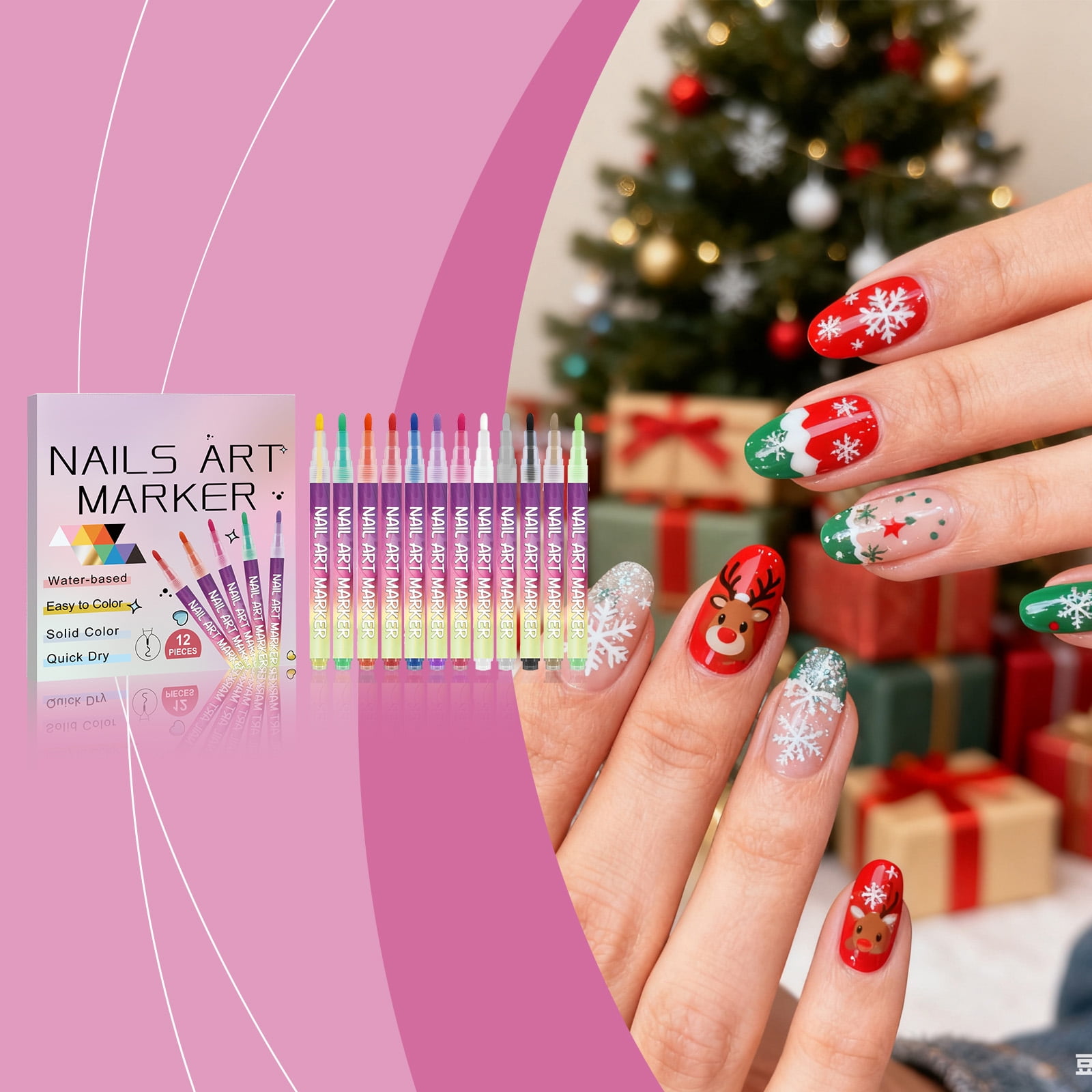 12 Colors Nail Art Pens Set, 2025 New Nail Art Markers for Gel