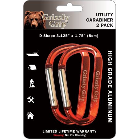 GRIZZLY GRIP UTILITY CARABINER 2 PACK (Metallic Green & Orange)