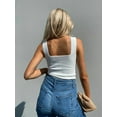 thumbnail image 5 of Womens Ribbed Tank Tops 2025 Summer Sleeveless Square Neck Shirts Casual Slim Fitted Knit Shirts White L, 5 of 6