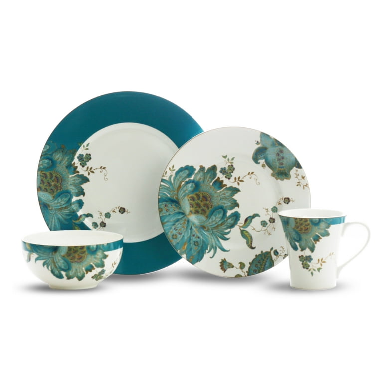 222 Fifth, Dinnerware Set, Eliza 16-Piece, Blue Dishwasher Safe -  Walmart.com