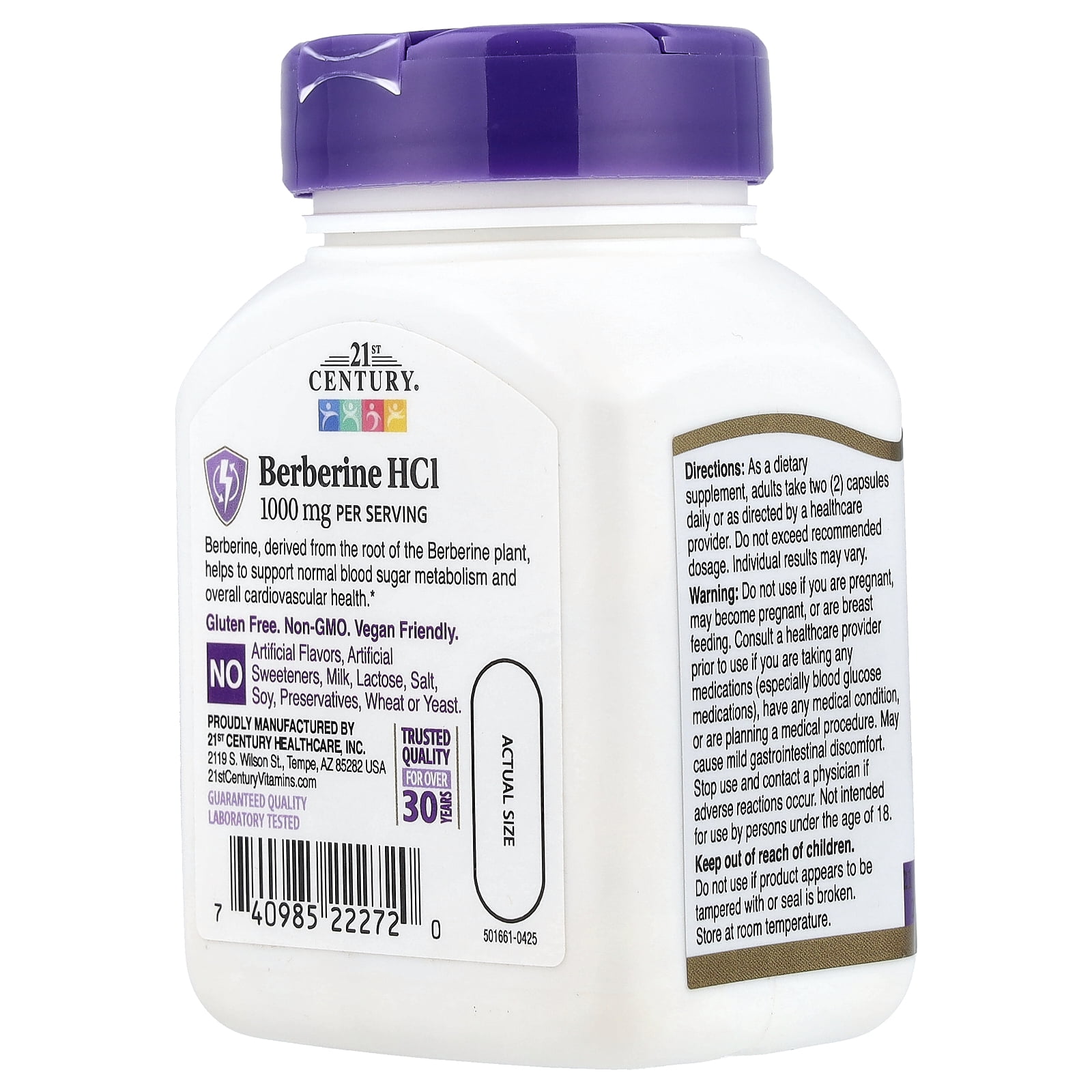 21st Century Berberine HCI, 60 Vegetarian Capsules (500 mg per Capsule)