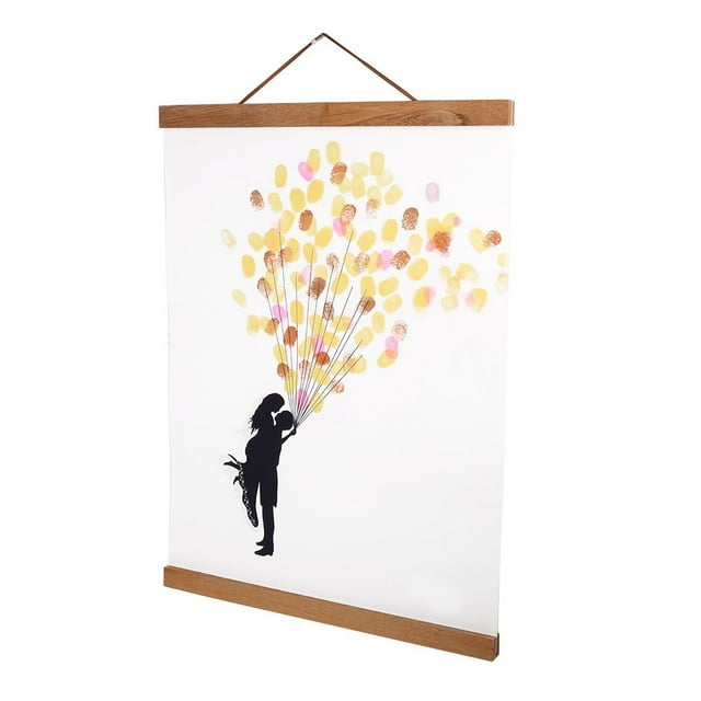 HURRISE Modern Magnetic Wooden Photo Frame DIY Custom Poster Scroll Prints Artwork Hanger Teak Wood