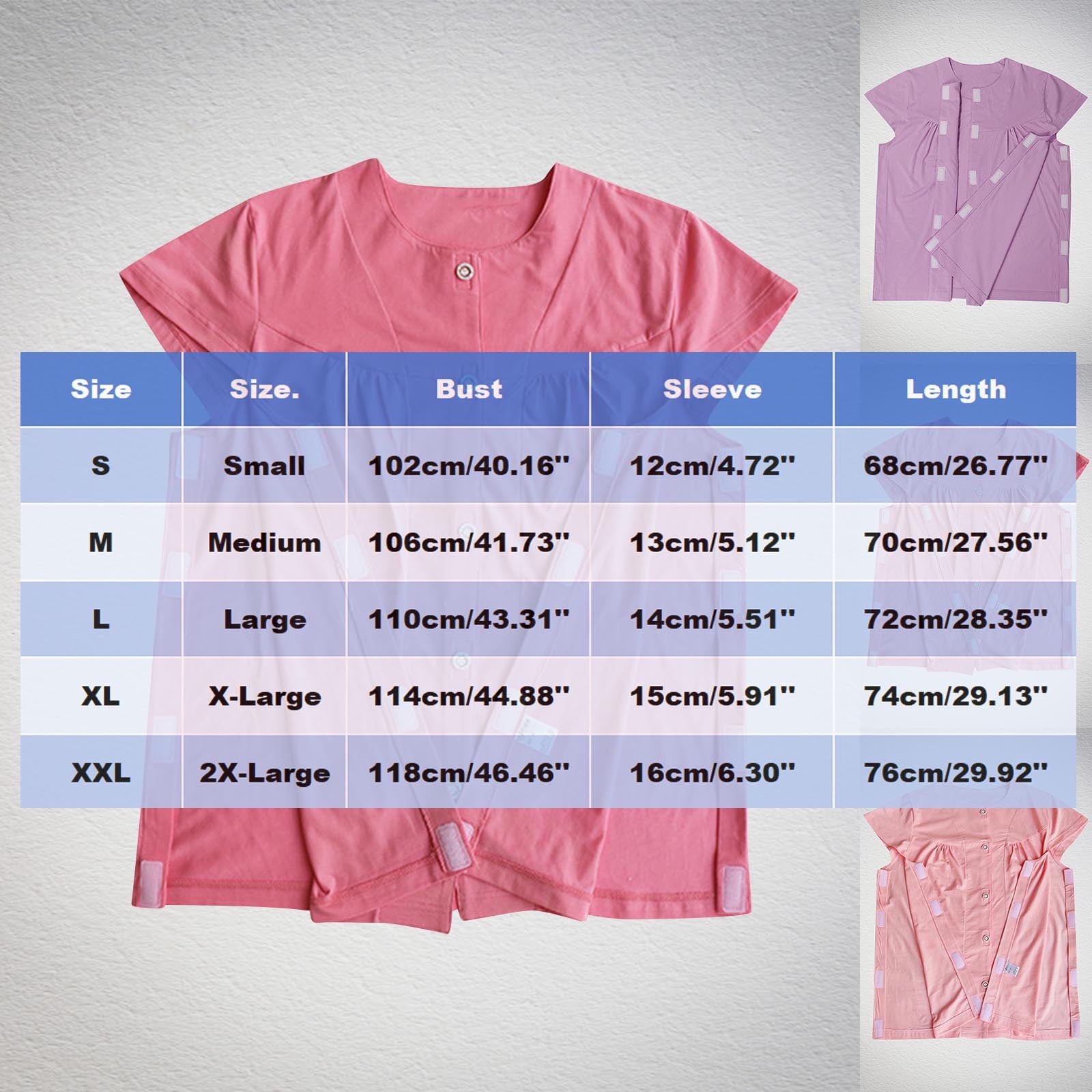 JGGSPWM Womens Adaptive Cotton Post Shoulder Surgery Shirts for After Rotator Cuff Recovery Arm Broken Top Hot Pink M