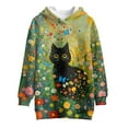 thumbnail image 4 of Xoenoiee Cat Butterfly Flower Print Girls' Long Hoodies Kids Long Sleeve Hooded Tunic Dresses Sweatshirts Outfits Jumpers Pullover Warm Fall Winter Clothes with Pocket, 9-10 Years, 4 of 7