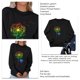 thumbnail image 4 of Sudadera de diente de león para mujer, suéter con patrón degradado, cuello redondo, manga larga, transpirable, Top para el trabajo diario, escuela, negro, L, 4 of 5
