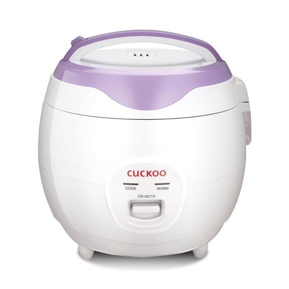 CUCKOO Basic Rice Cooker 6-Cup Uncooked / 12-Cup Cooked, Versatile Rice Maker with Non-Stick Inner Pot, Easy to Use, Auto Keep Warm, White/Purple (CR-0671V)
