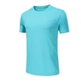 thumbnail image 3 of HXWCHs Men's Casual Short Sleeve T Shirt For Summer Outdoor Sports Loose Fit Breathable Workout Training Tee With Crew Neck Sky Blue XL, 3 of 5