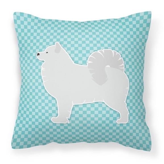 Carolines Treasures BB3759PW1818 Samoyed Checkerboard Blue Fabric Decorative Pillow