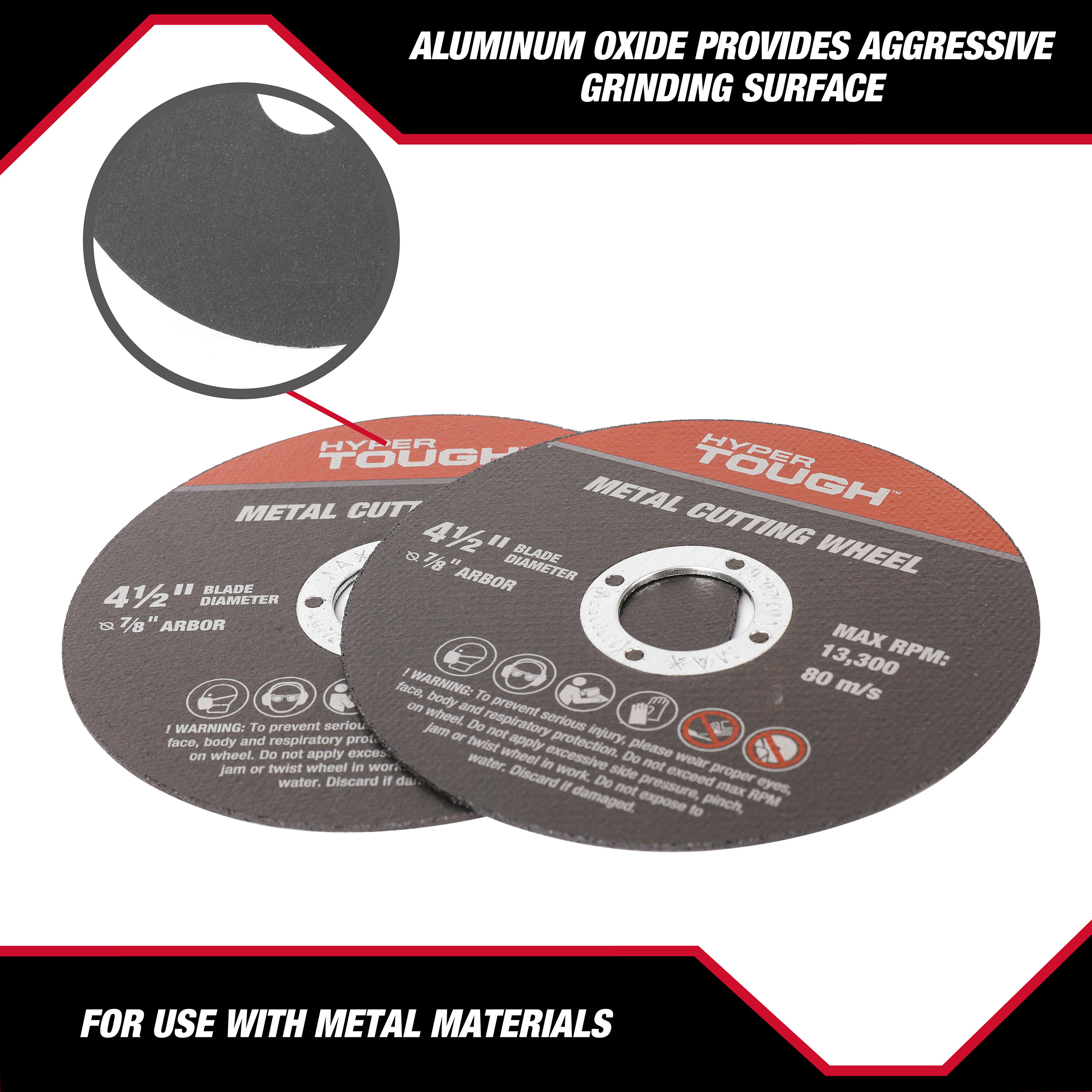 (3 pack) Hyper Tough 2-Pack Aluminum Oxide Metal Cutting Wheels, 43177