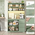 thumbnail image 4 of Homfa 70.9'' Kitchen Pantry Cabinet with Charging Station and LED Light, 3 Drawers Buffet Storage Cabinet with Glass Doors and Adjustable Shelves, Green, 4 of 7