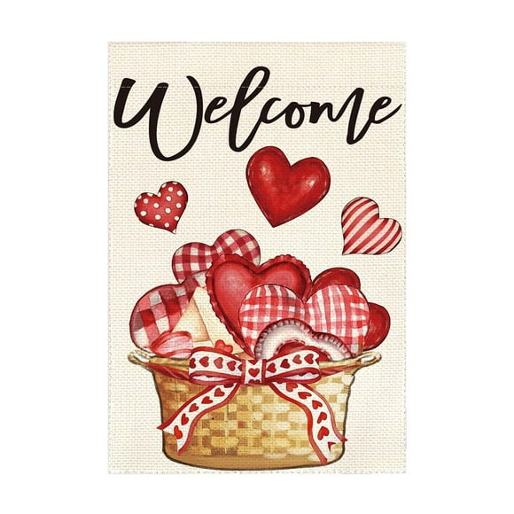 Flags Banners & Accessories Linen Garden Flag Valentine Rose Design Double Printed Holiday for Outdoor Yard Garden Home Accessory