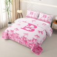 thumbnail image 3 of Erosebridal Princess Letter B Bed Spread Queen, Cute Ribbon Queen Coverlet Set, 3pcs, 3 of 7