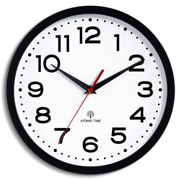 Reloj de pared Roymine Atomic de 25 cm, silencioso, no hace tictac, negro