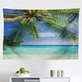 thumbnail image 1 of Ocean Tapestry, Tropical Paradise View at Maldives Palms Clear Sky Seashore Picture Print, Fabric Wall Hanging Decor for Bedroom Living Room Dorm, 2 Sizes, Green Aqua Blue, by Ambesonne, 1 of 1