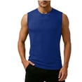 thumbnail image 5 of Jinhomg Men's Sleeveless Tank Top Round Neck Casual Muscle Vest Tee Soft Stretch Breathable Summer Tank Undershirt for Men Blue,S, 5 of 7