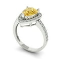 thumbnail image 2 of 2.36 ct Pear Cut Yellow Moissanite with Simulated Diamond Halo Accents 18K White Gold Womens Engagement Ring, 2 of 6