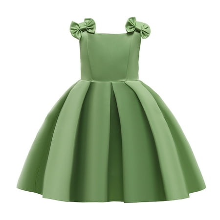 

Kids Toddler Baby Girls Dress Spring Summer Solid Ruffle Short Sleeve Bow Tie Princess Dress Children S Day Clothing Baby Girl Clothes
