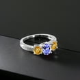 thumbnail image 3 of Gem Stone King 2.32 Ct Oval Blue Tanzanite Yellow Citrine 925 Sterling Silver Moissanite Ring (Size 5), 3 of 4