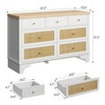 thumbnail image 2 of Twister.CK 7 Drawers Dresser for Bedroom, 47.3'' Wide Wood Chest of Drawers with Natural Rattan Drawers, Drawer Organizer for Living Room, Entryway and Hallway, White, 2 of 8
