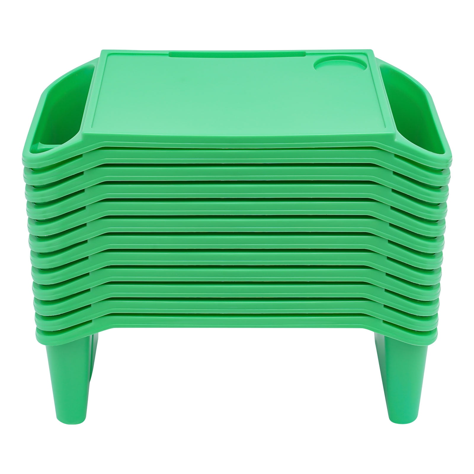 12 Pcs Lap Desk ,Tray Plastic Lap Bed Table for Eating Portable Breakfast Lap Storage Trays with Side Pockets ,Slots Stackable Lap Desk Tray for Writing Classroom Snacks