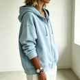 thumbnail image 2 of Sheghy Denim Zip Jacket for Women Colorblock Long Sleeve Button Fall Winter Outerwear Light Blue S, 2 of 5
