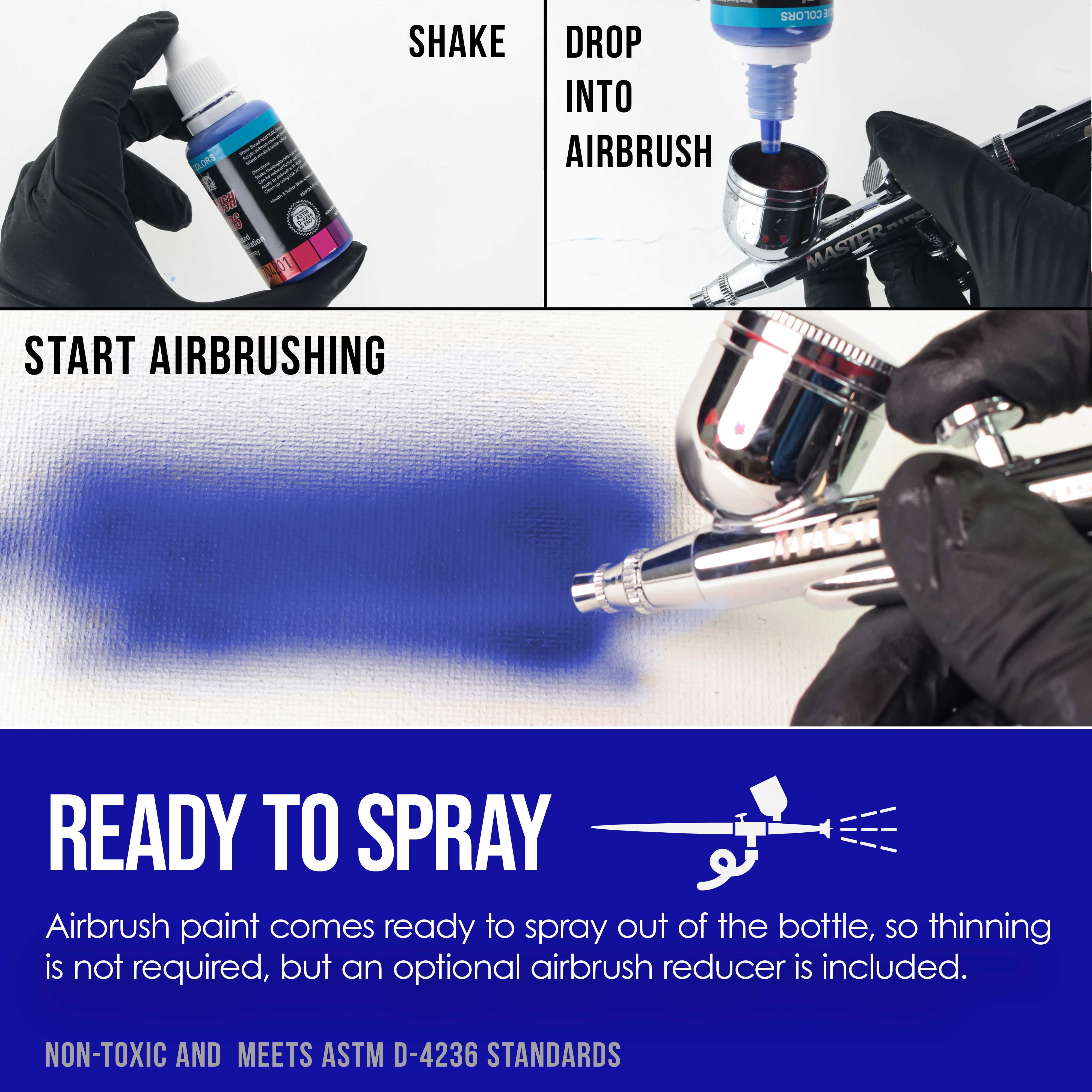 U.S. Art Supply 12 Color Pearlized Acrylic Airbrush, Leather & Shoe Paint Set; Pearl Colors plus Reducer & Cleaner 1 oz. Bottles