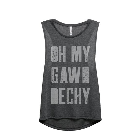 Oh My Gawd Becky Women's Fashion Sleeveless Muscle Workout Yoga Tank Top Charcoal Grey Medium
