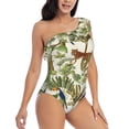 thumbnail image 3 of Fotbe Jungle Animals Women's One Piece Swimsuits One Shoulder Swimwear Ruched Tummy Control Bathing Suits Cutout Monokini-X-Large, 3 of 7