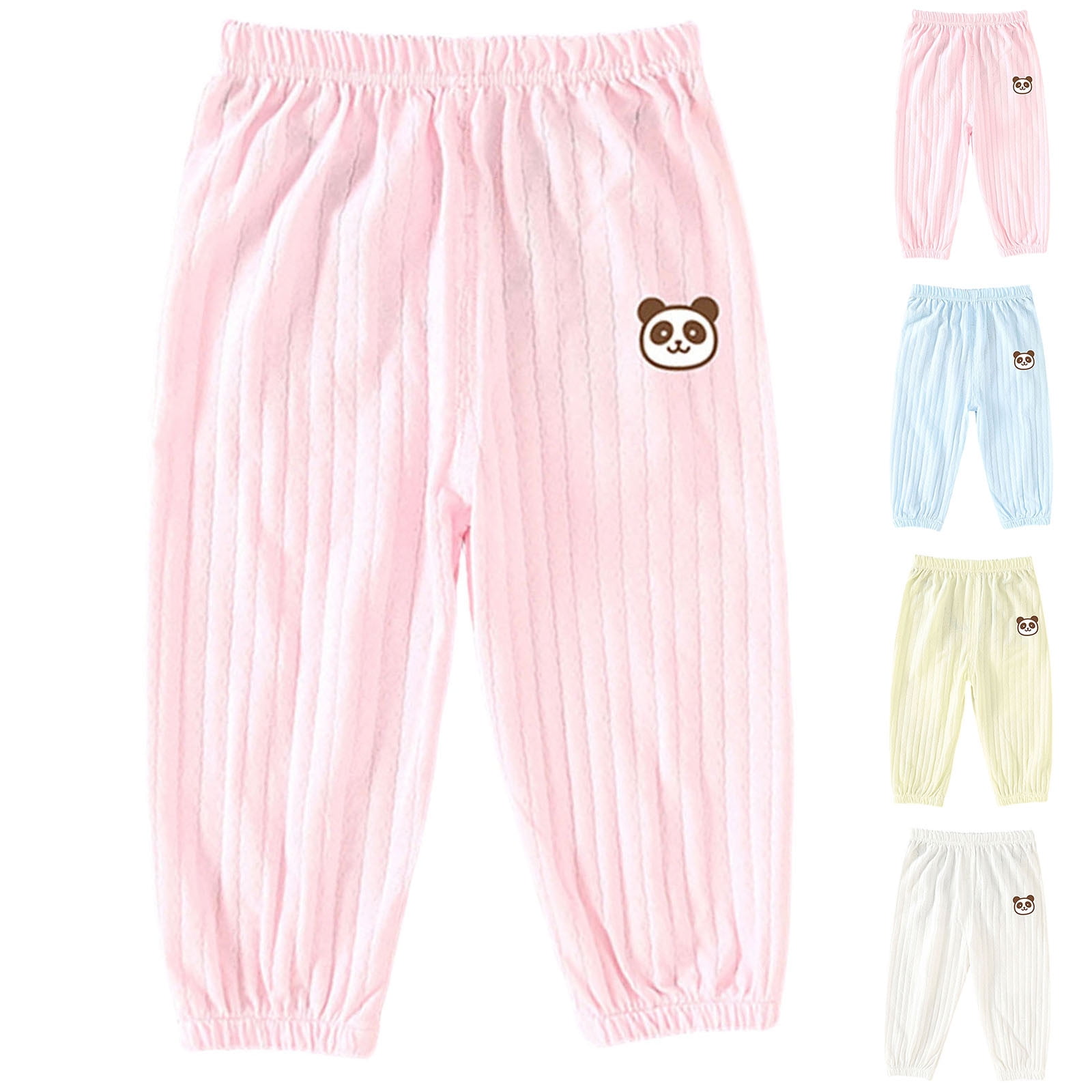 DJDLJWCJ Baby Girls Elastic Waist Jogger Pants Breathable Ribbed Casual Pants Solid Color Stretch Soft Pants White Size 9-12M