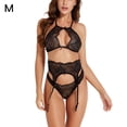 thumbnail image 1 of Conjunto de ropa interior de encaje sexy para mujer Sujetador hueco Tanga Ropa de dormir Lencería, M Inevent XX000109-02, 1 of 7