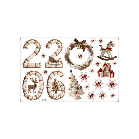 Luoshdecor 2026 Christmas Window Clings,New Years Eve Window Decorations,Santa,Wreath,Snowflake Stickers for Party Holiday Home Decor