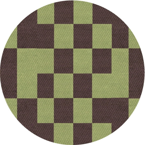 Ahgly Company Machine Washable Indoor Round Transitional Green Area Rugs, 4' Round