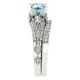 thumbnail image 3 of Clara Pucci 18K White Gold 2.095 Natural Sky Blue Topaz Engraveable Engagement Ring + Wedding Band Set, 3 of 7