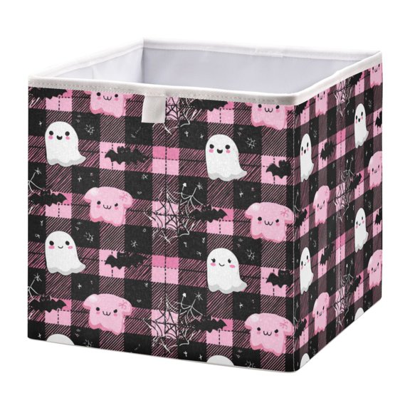 Storage Basket Foldable Open Organizers for Clothes Toys Books11.02x11.02x11.02in Cute Halloween Ghosts