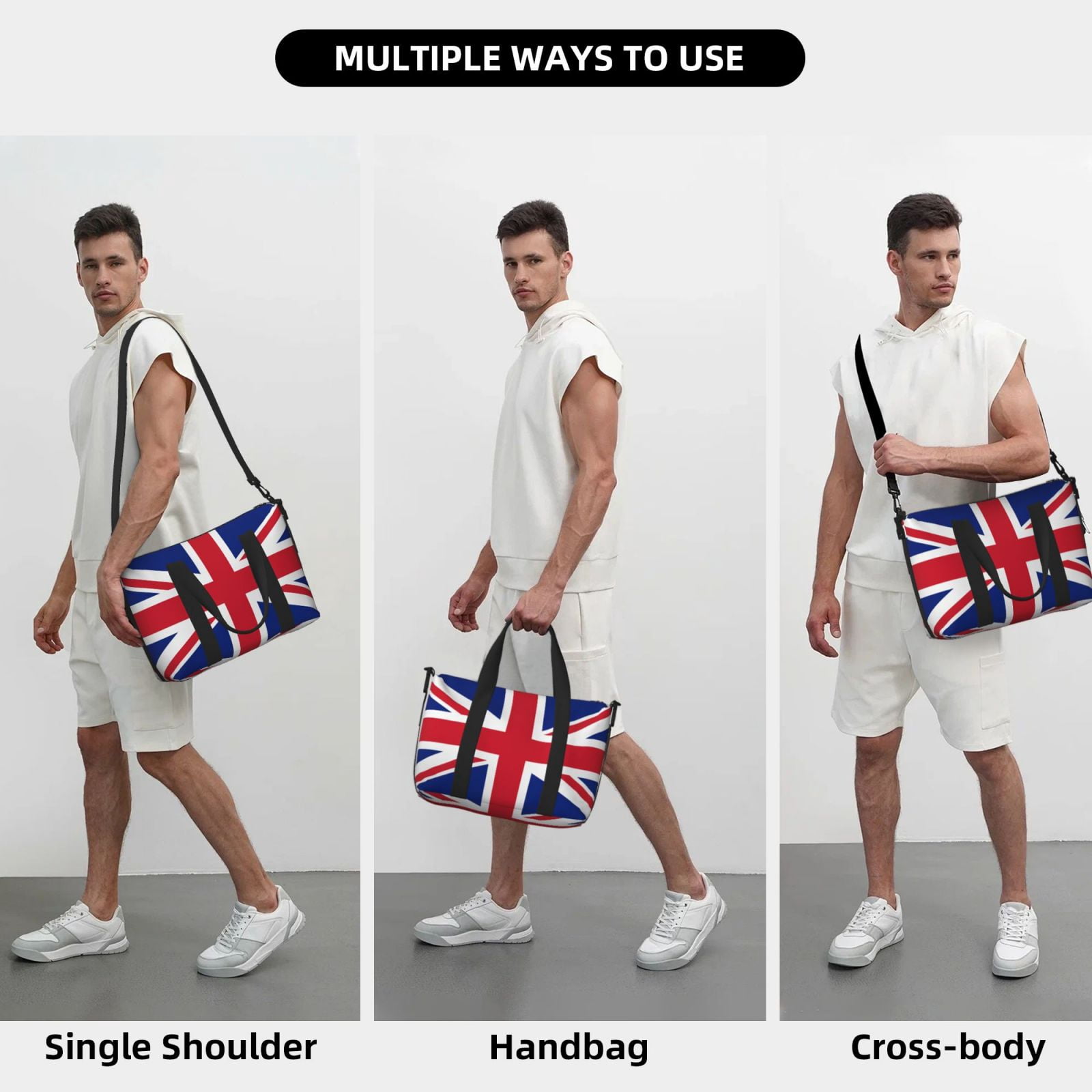 Travel Duffel Bag Union Jack All Uk Flag Sports Tote Gym Bag Shoulder Weekender Overnight Bag For Women Men