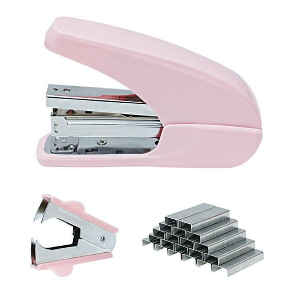 HauiWeiLyai Pink Office Stapler, 25 Sheet Capacity with Staples and Staple Remover, Desktop Stapler,Pink Office Supplies for Students and Office Clerks