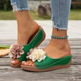 thumbnail image 5 of Xdegoge Sandals for Women Summer Wedge Slides Open Toe Flower Decor Contrast Stitching Platform Mules Casual Beach Walking Shoes Lightweight Non Slip Sole Ladies Footwear, 5 of 9