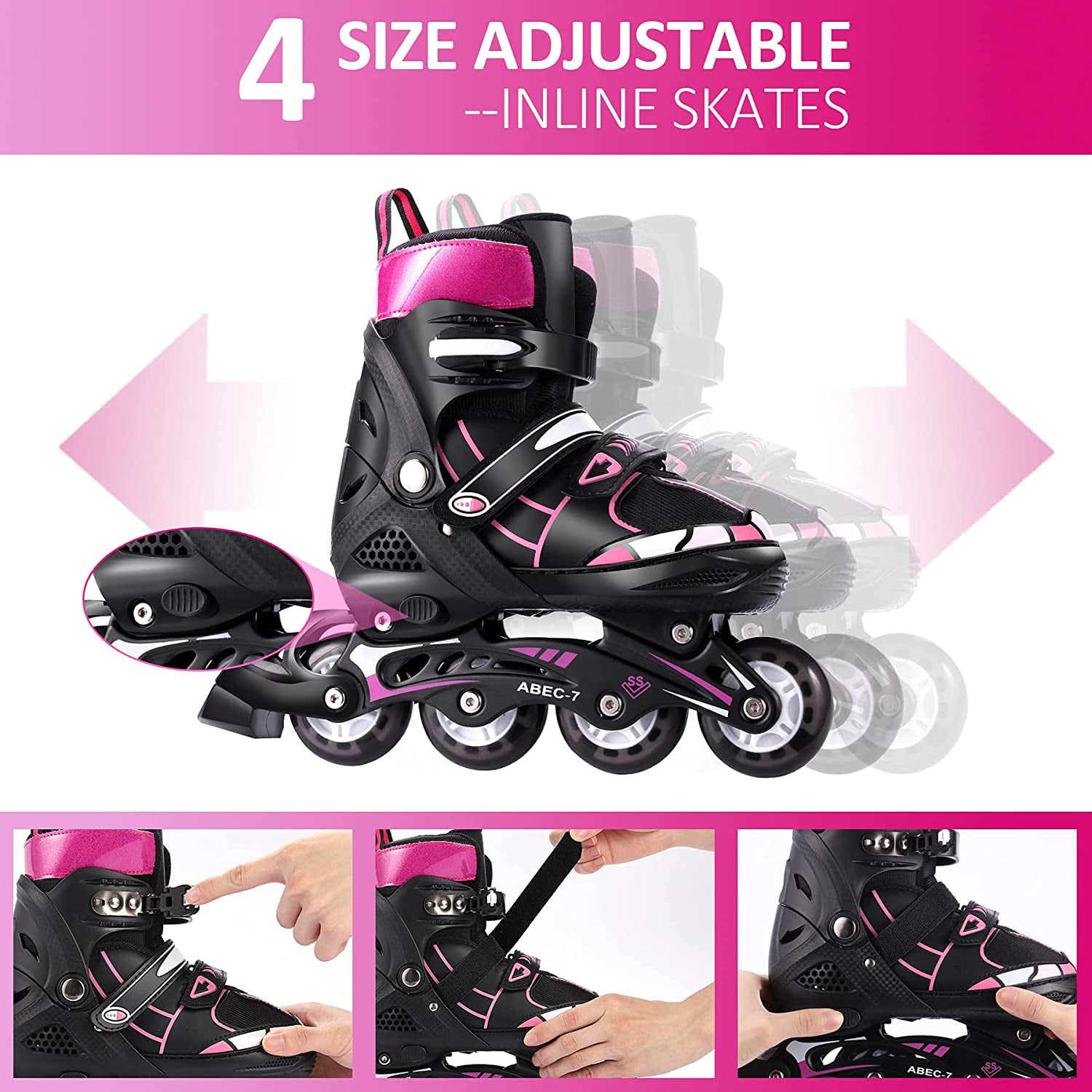 Details about   Kids Inline Skates Illuminating Wheel Adjustable Roller Blades Girls Boys Gifts% 