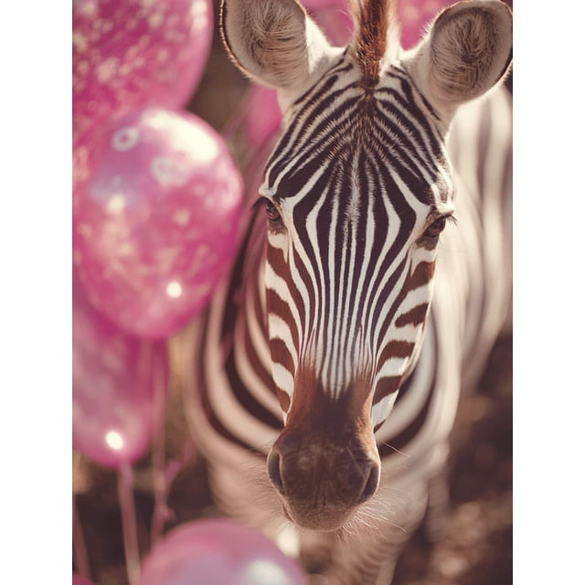 Qisvanset Zebra Balloon Party Canvas Print 12x16 Inch Nursery Decor