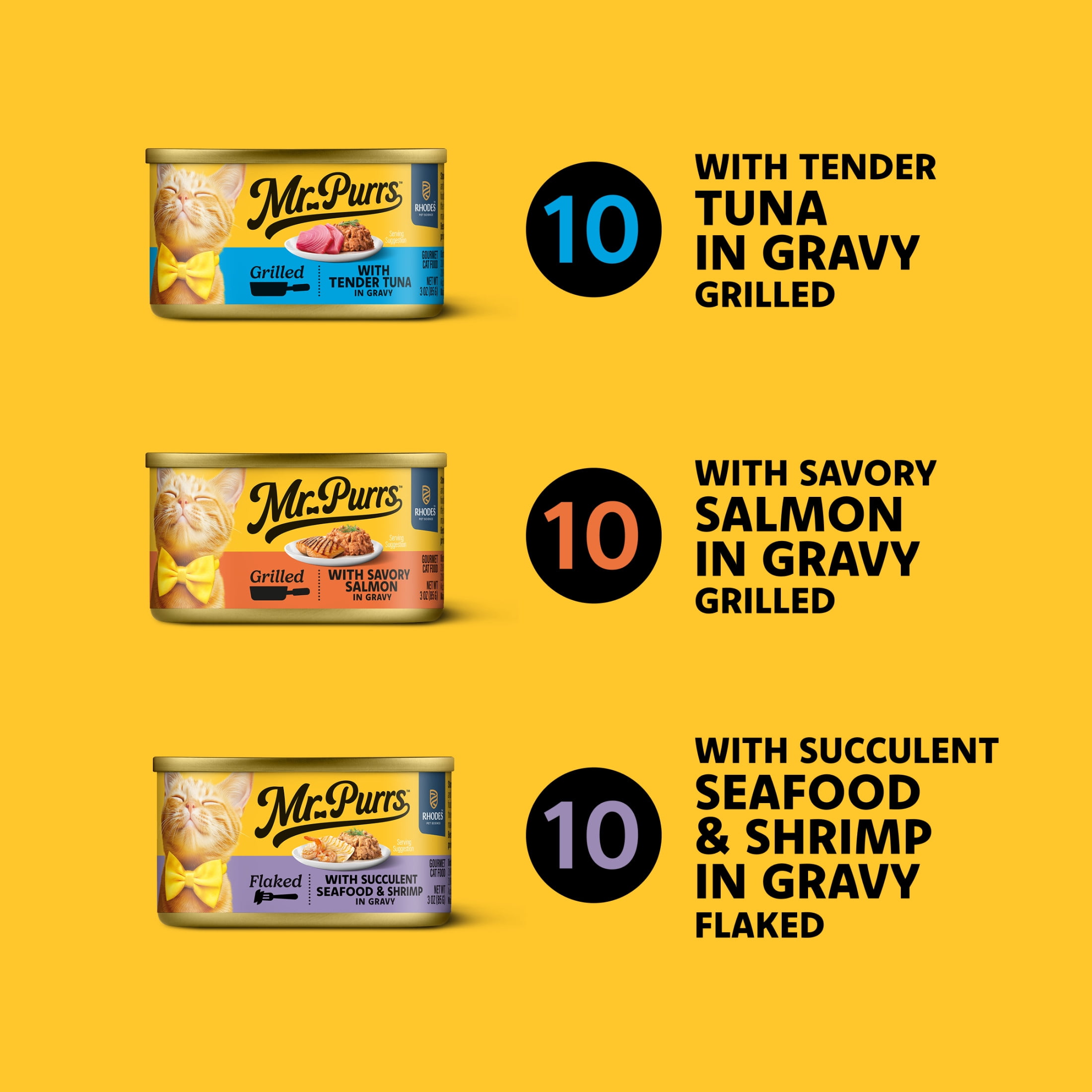 Mr Purrs Grilled Seafood in Gravy Wet Cat Food 3 oz Can 30 Pack