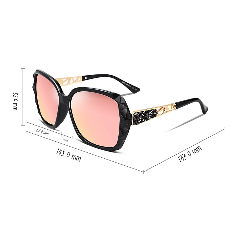 Women sunglasses square glasses polarized shiny FEISEDY Polarized Women Square Sunglasses Sparkling  main image 3