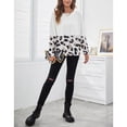 thumbnail image 4 of Blusa estampada de cuello redondo y manga larga blanca para mujer, talla M, estilo casual, sencilla y a la moda, 4 of 8