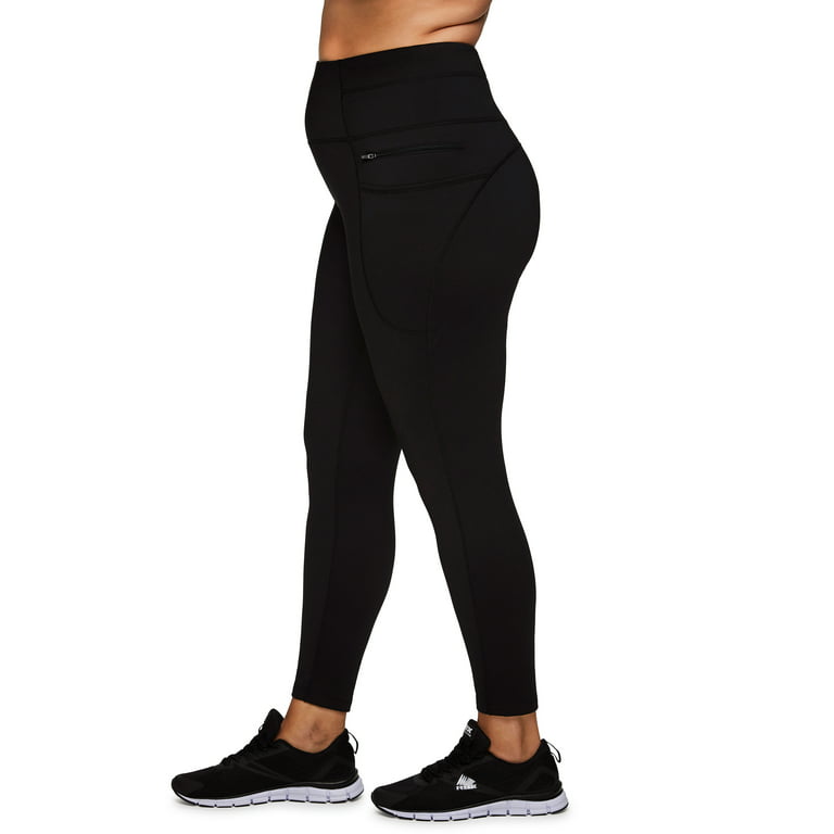 RBX Grey Black Polyester Spandex Large Leggings Activewear Yoga Workout