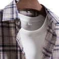thumbnail image 6 of Mens Beach Shirts Men's Leisure Plaid Long Sleeve Slim Single Turn-Down Collar Shirt Mens Shirt Khaki M, 6 of 6