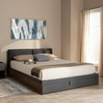 thumbnail image 5 of Baxton Studio Rikke Modern and Contemporary Two-Tone Gray and Walnut Finished Wood Queen Size Platform Storage Bed with Gray Fabric Upholstered Headboard, 5 of 20