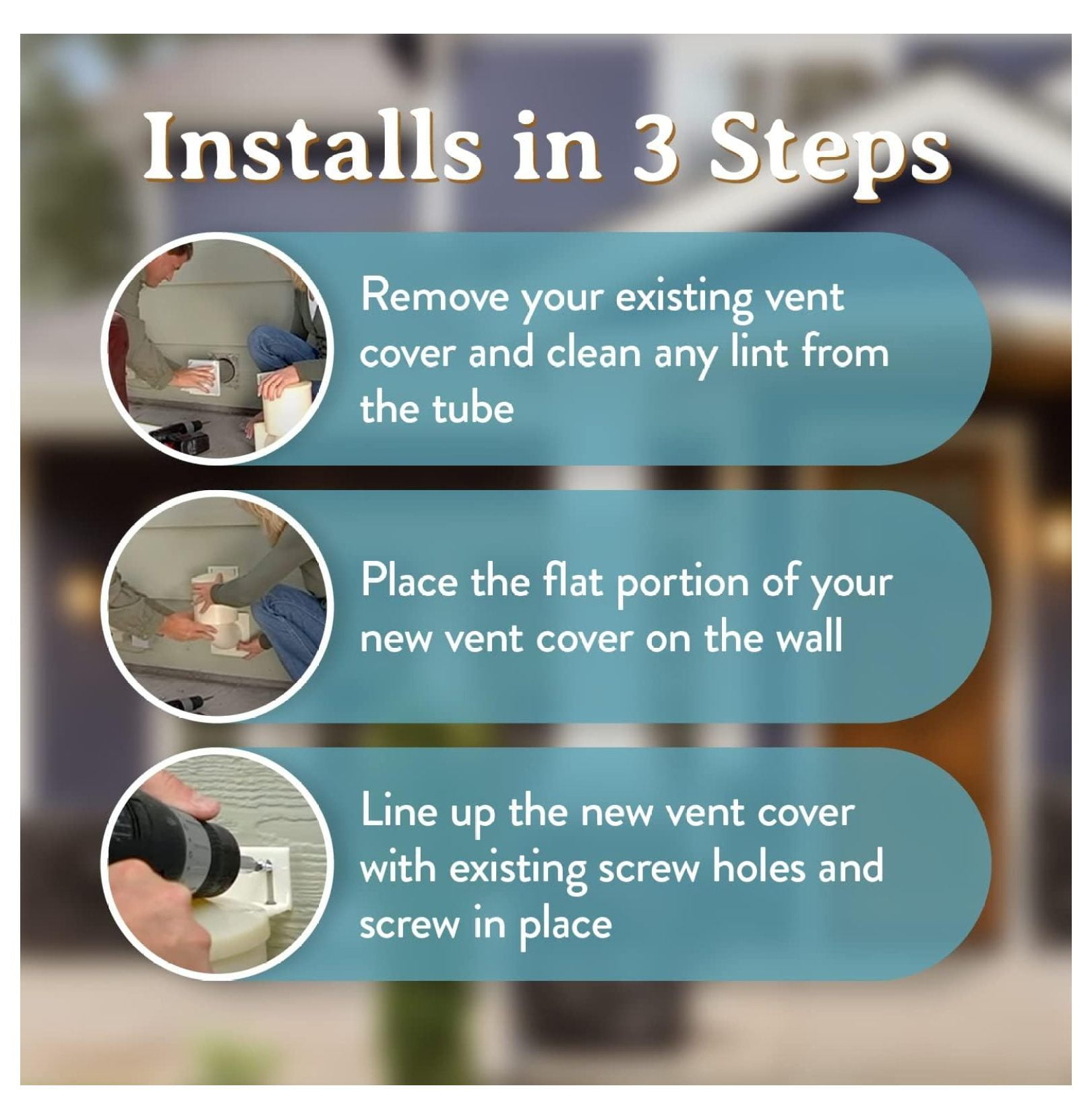 Natural Energy Saving Dryer Vent Closure - Outside Dryer Vent Cover Adapts to Outdoor Siding
