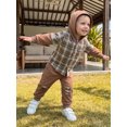 thumbnail image 4 of Conjunto de otoño para niño y niña: camisa con capucha a cuadros, chaqueta y pantalón deportivo., 4 of 9
