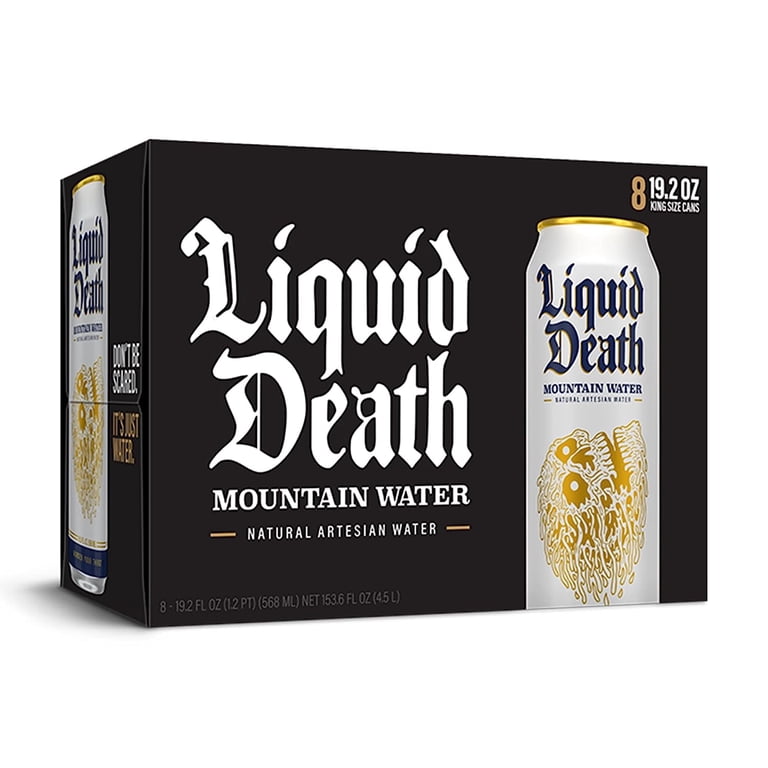 Liquid Death Mountain Water, 19.2 oz King Size Cans, 8-Pack