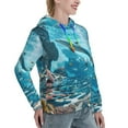 thumbnail image 6 of Uemuo Underwater Dolphin Scene Pattern Women's Hoodie with Eye-catching Drawstrings- Casual Pullover Hoodie with Kangaroo Pocket, Stylish Hooded Sweatshirt-X-Large, 6 of 7