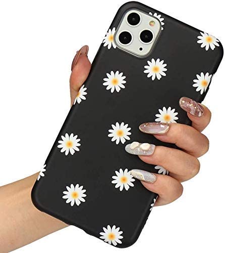Floral Case for iPhone 11 Pro Cute Daisy Flower Case Girls Women  Chrysanthemum Design Flexible Soft TPU Rubber Anti-Scratch Protective Case  Cover for iPhone 11 Pro, Black